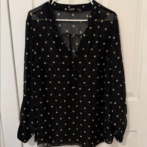 a.n.a Black Sheer Star Blouse